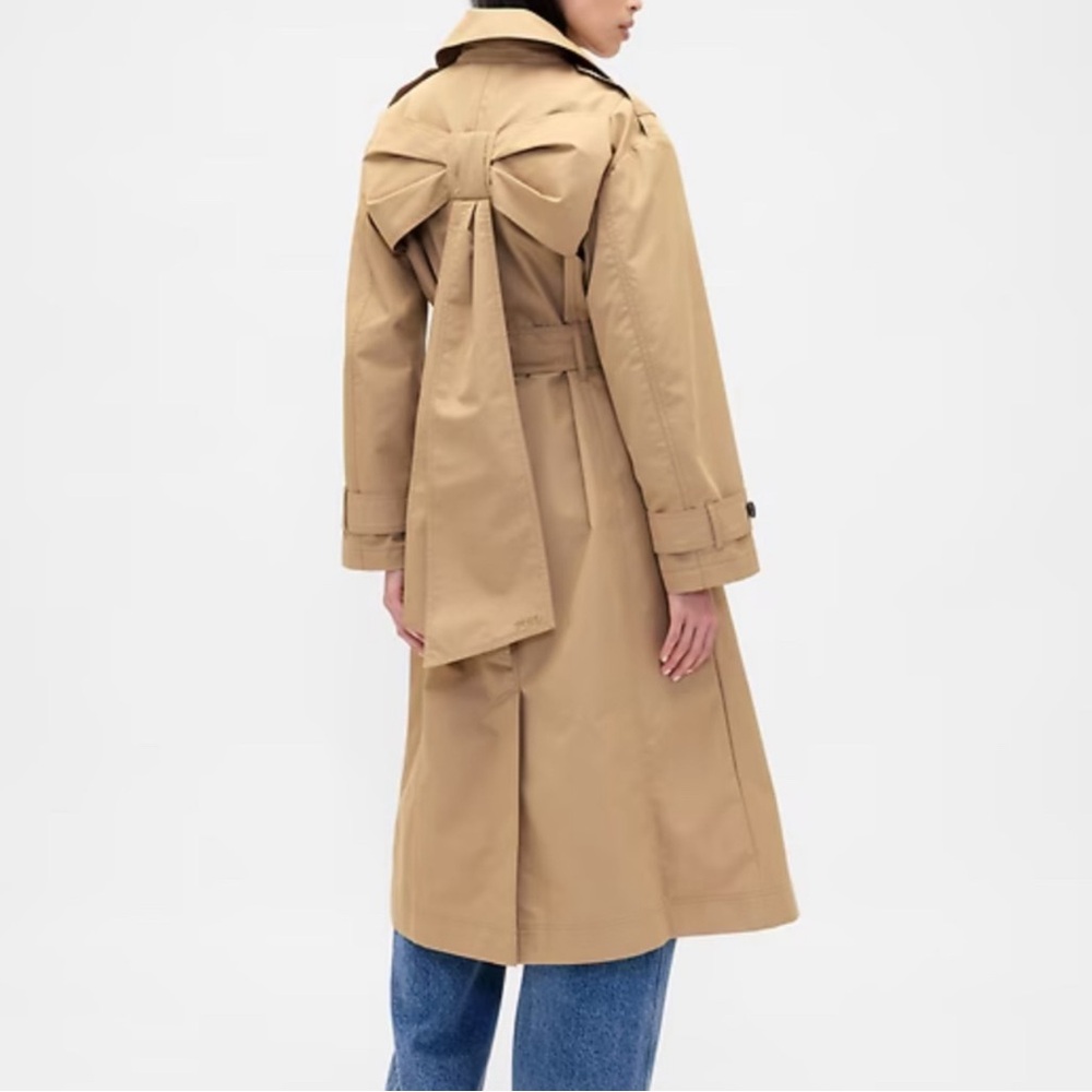 GAP x Sandy Liang Tan Trench Coat with Bow-Back Detail